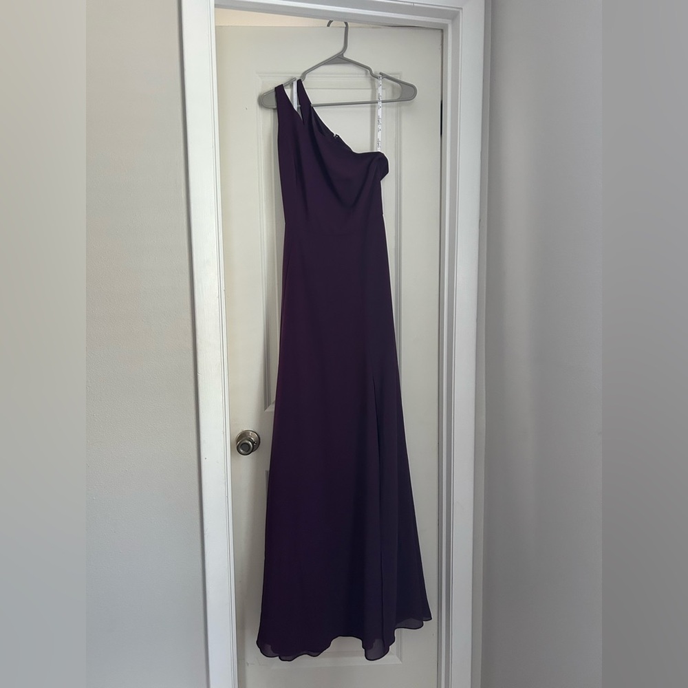 David’s Bridal Elegant Purple One-Shoulder Bridesmaid Dress